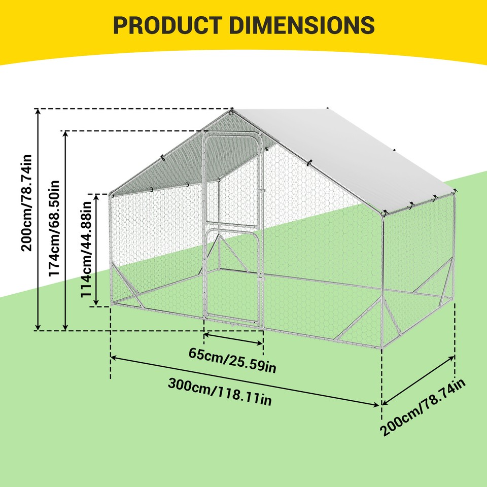 Large Metal Chicken Coop Cage with Waterproof Cover Walkin Poultry