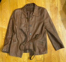 Iceberg: Womens Vintage Brown Leather Jacket From Italy, Size M