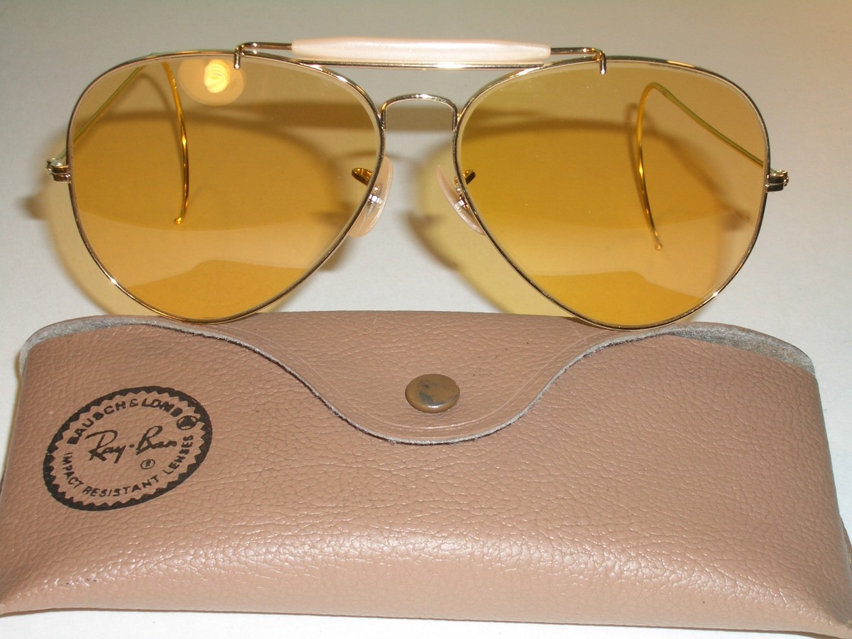 58[]14mm B&L RAY-BAN USA AMBERMATIC WRAP-AROUNDS OUTDOORSMAN