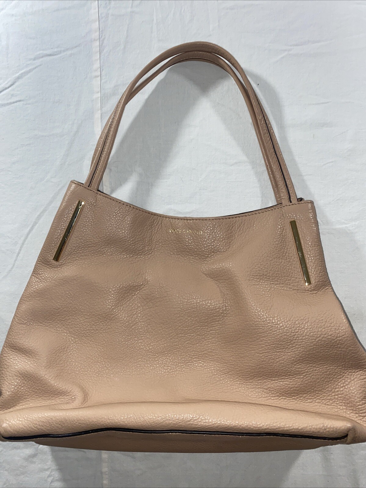 Vince Camuto Large Brown Leather Shoulder Bag with 3 Sections 16x12x5