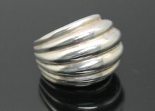 TAXCO MEXICO VINTAGE HIGHLY POLISHED MODERNIST 925 SILVER RIBBED DOME RING 6.25