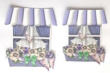 3D UPick Purple White Window Box Flowers Scrapbook Card Embellishment 3864