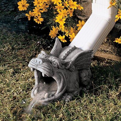 Gargoyle Downspout Cover Extension Statue Garden Rain Gutter Sculpture
