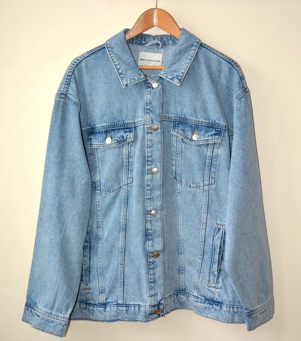 ONLY CARMAKOMA BLUE DENIM COLLARED STUD BUTTON POCKET JACKET PLUS SIZE 16-26