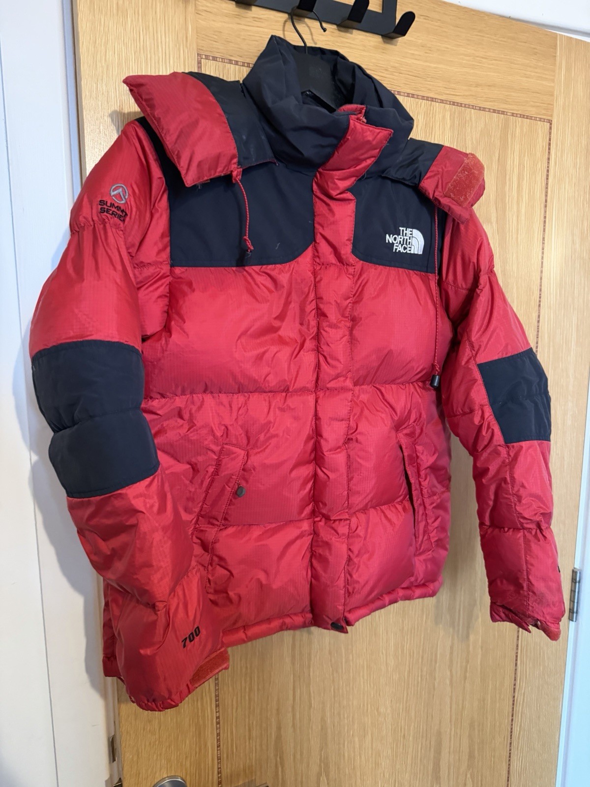 The North Face Summit Series Baltoro 700 Puffer Down Jacket Red Black Large L image 3