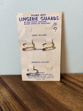 Vintage Double Duty Lingerie Guards Original Card Gold Rhodium Plated Sewing