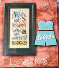 Lizzie Kate WE'RE NOT GOSSIPING Cross Stitch Boxers Kit B30 w/ Linen & Button — photo 1