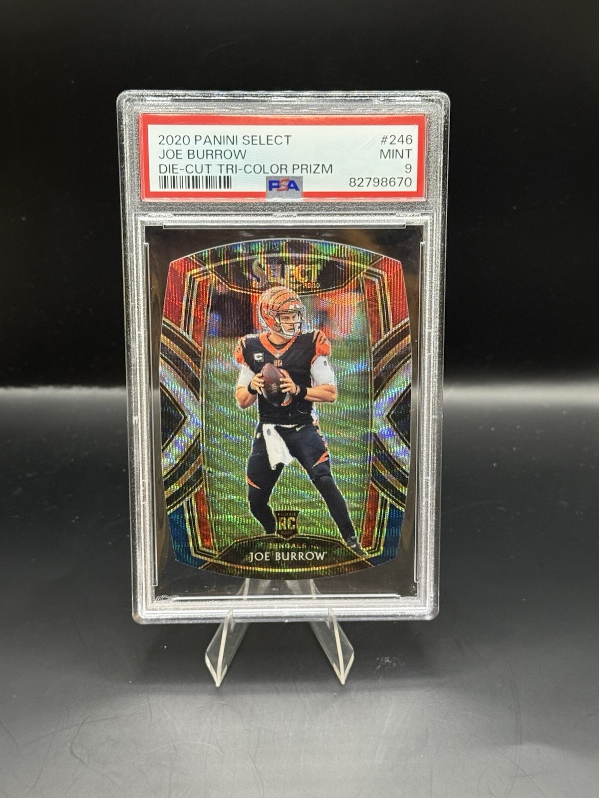 2020 Panini Select - Club Level Joe Burrow #246 Tri-Color Prizm Die-Cut(RC) Psa9