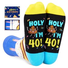 HAPPYPOP Birthday Socks - 36 37 38 39 40 Year Old Gifts for Man Woman Medium