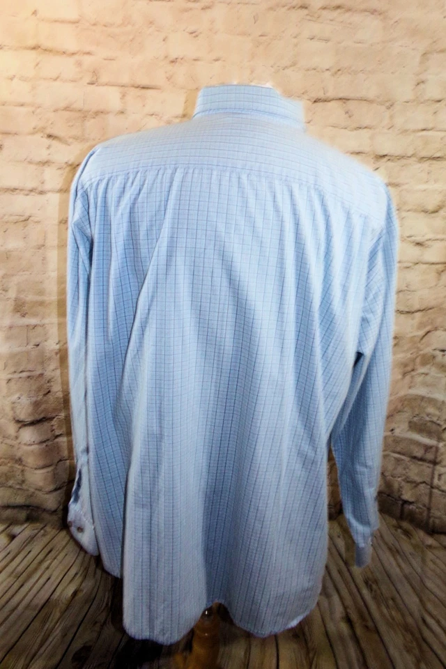Van Heusen Men's Dress Shirt 2XL 18 Lot/3 Long Sleeve Blue, Beige & Red Plaid - Image 4 of 4