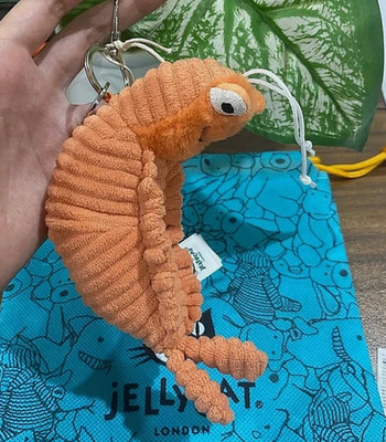 Jellycat Sheldon Shrimp Plush Keychain Bag Charm Soft Ocean Toy NWT Gift