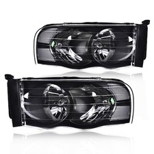 Halogen Headlight Assembly For 2002-2005 Dodge Ram Black Housing