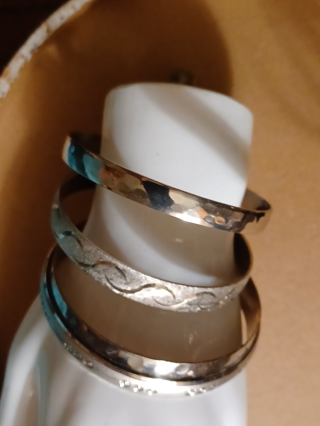 Bracelets Bangles Silvertone Stack, Assorted Desi… - image 7