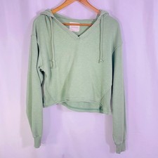 American Eagle Cropped Hoodie Pullover Sweatshirt Women's M Lime Green