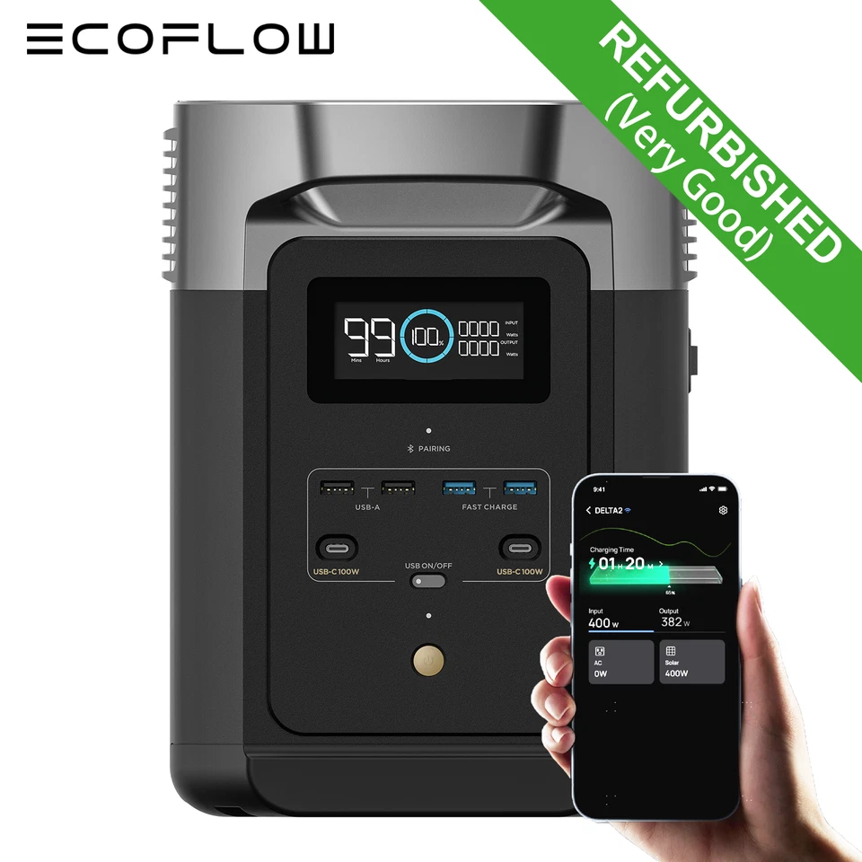 ECOFLOW DELTA 2 Portable Power Station 1024Wh LiFePO4 Battery Solar Generator