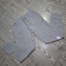Champion Girls Classic Script Fleece Joggers in Gray Size Medium