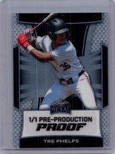 Tre Phelps 2025 Leaf Metal Baseball 1/1 Pre Production Proof