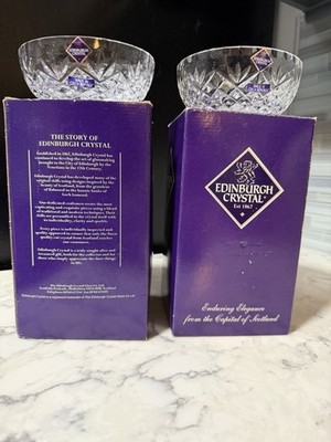 Set Of 2 Edinburgh Crystal, Cut Lead Crystal, Sentiments Bonbon Dish