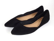 Time And Tru Womens Size 8 Black Suede Flats Memory Foam Pointed Toe Shoes