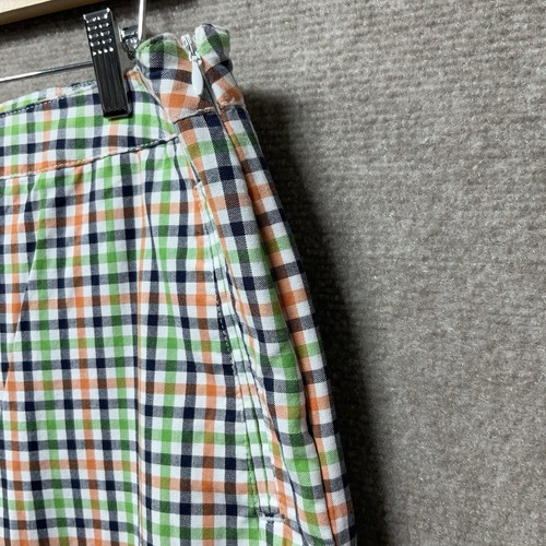 Lizgolf Cropped Capri Pants Women’s Size 8 Green Orange Navy Plaid Pockets Zip - Picture 2 of 10