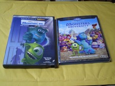 (2) Disney Pixar Monsters Inc. Blu-Ray/DVD Lot: Monsters, Inc. + University