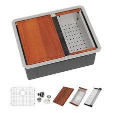 Dcolora 23 Inch Undermount Kitchen Sink Workstation 1-Bowl Bar Sinks