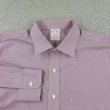 Brooks Brothers Shirt Mens 16.5-33 Red Blue Check Madison Non Iron Supima Cotton