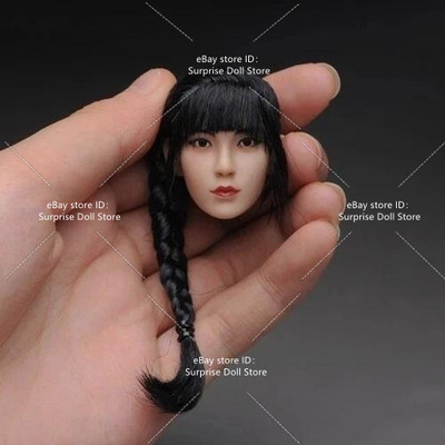 YMTOYS 1/6 Female Head Sculpt Black Hair Single Braid Fit 12'' Pale Figure