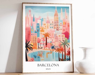 1_Barcelona Poster, Spanien Poster, Reiseposter, mediterrane Deko, Barcelona