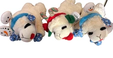 X's 3 Multipet Holiday Lambchop Snowman & Candy Cane Lamb Chop Dog Toy Christmas