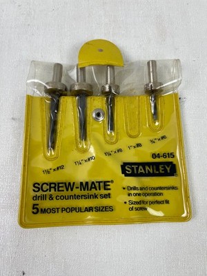 4 Piece STANLEY No. 04-615 Screw-Mate Drill and Countersink Set MISSING #8 USA