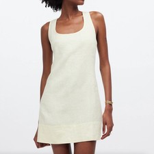 MADEWELL Cross-Back A-Line Mini Dress in Linen Pale Pineapple Yellow Sz 12 {K33}