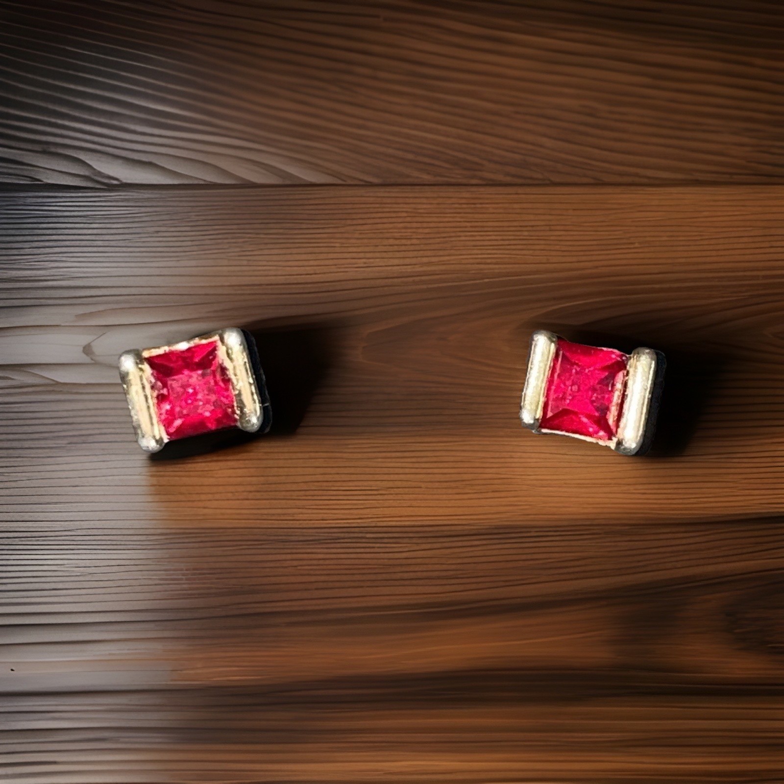 Fauc Ruby Stud Earrings - image 1