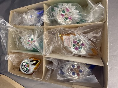 Vintage NEW OLD STOCK Czech Mercury Glass Reflector Teardrop Christmas Ornaments