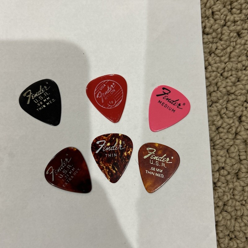 Fender Vintage Guitar Picks Lot Of 6 1970s  Red Pink Black Tortoise Celluloid #6