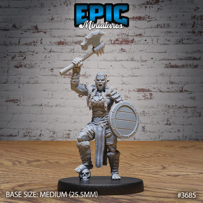 D&D Miniature - Half-Orc Female Victory - 3D Model Print DnD RPG Figur Druck