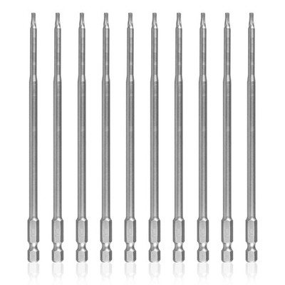 10-Pack 6'' T10 Impact Tough Power Bits - 1/4'' Hex Shank S2 Steel Magnetic Sc...