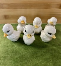 Vintage Ducks Hand painted White Adorable Ceramic Figurines Decorative Small