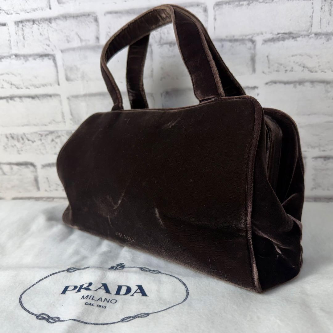 PRADA ガーメント PRADA FW1997 Vintage Velvet Gummy Bag Brown Unisex Rare Authentic