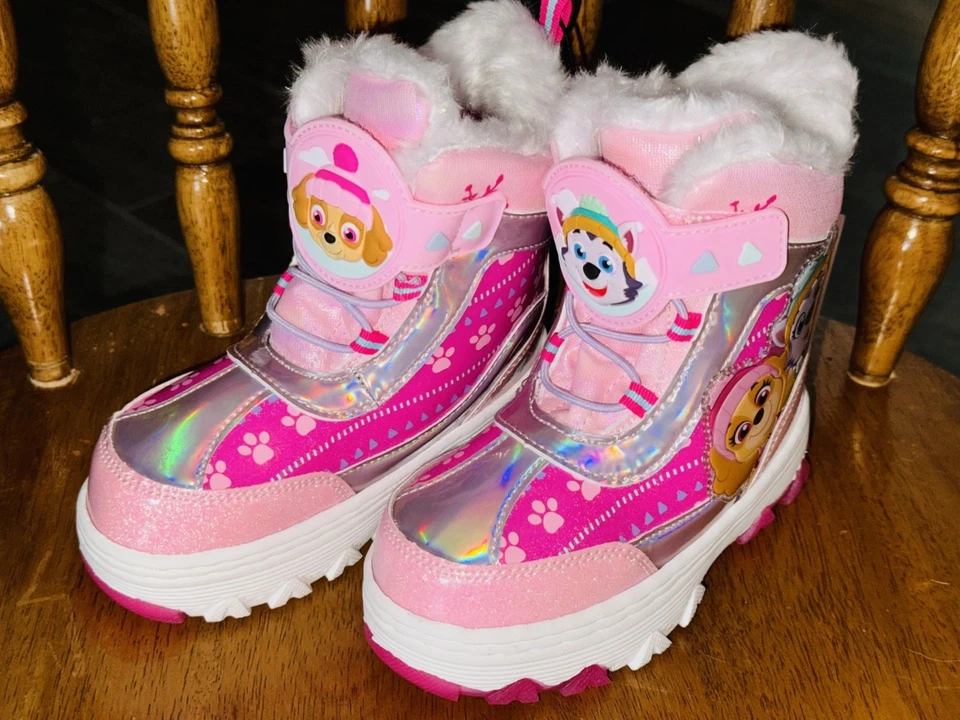 Nuevo 10 NIÑAS BOTAS PATA DE NIEVE PATRULLA NIÑO PEQUEÑO INVIERNO NIÑA LUCES NICKELODEON Foto 2 de 4