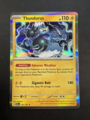 Thundurus Obsidian Flames Holo Rare Pokémon TCG 070/197 Scarlet & Violet