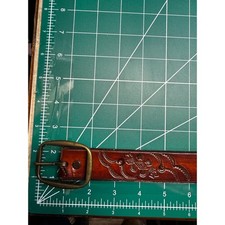 Full Grain Cowhide Leather Tooled Western Belt Brown Floral Made in USA 30/75