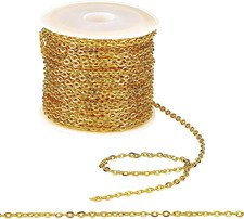 33 Ft Necklace Chains 2.2Mm Golden Iron Cross Chains Link Flat O-Shaped Cable Ch