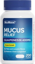 ValuMeds Mucus Relief Guaifenesin 400mg 200 Caplets  Maximum Strength ...