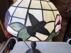 Tiffany Style Stained Glass Floral Lamp Hummingbirds 12” Diameter Vintage