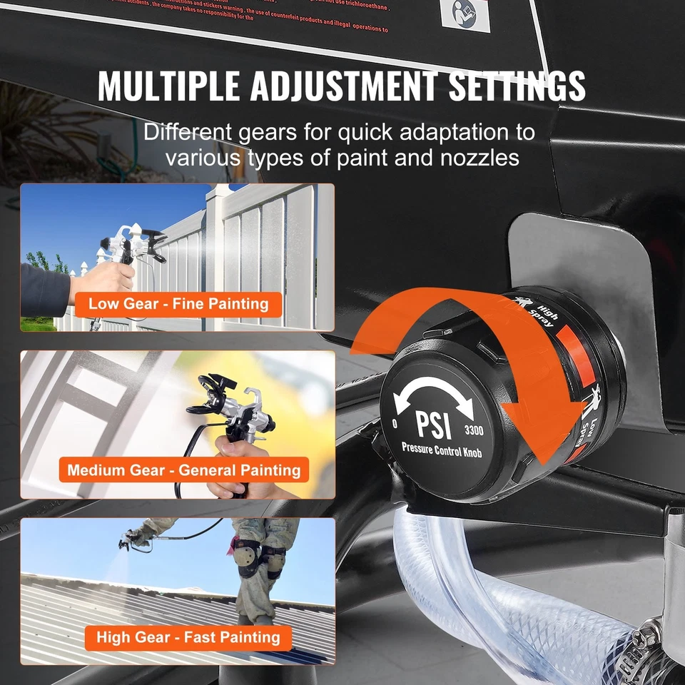 VEVOR◈950W Stand Airless Paint Sprayer,3000PSI High Efficiency Electric Airless - Image 4 of 4