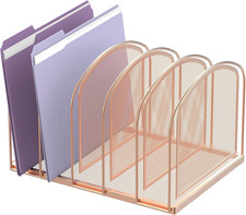 File Organizer for Desk, 5-Section Mesh Desk Organizer, Vertical File Holder Des