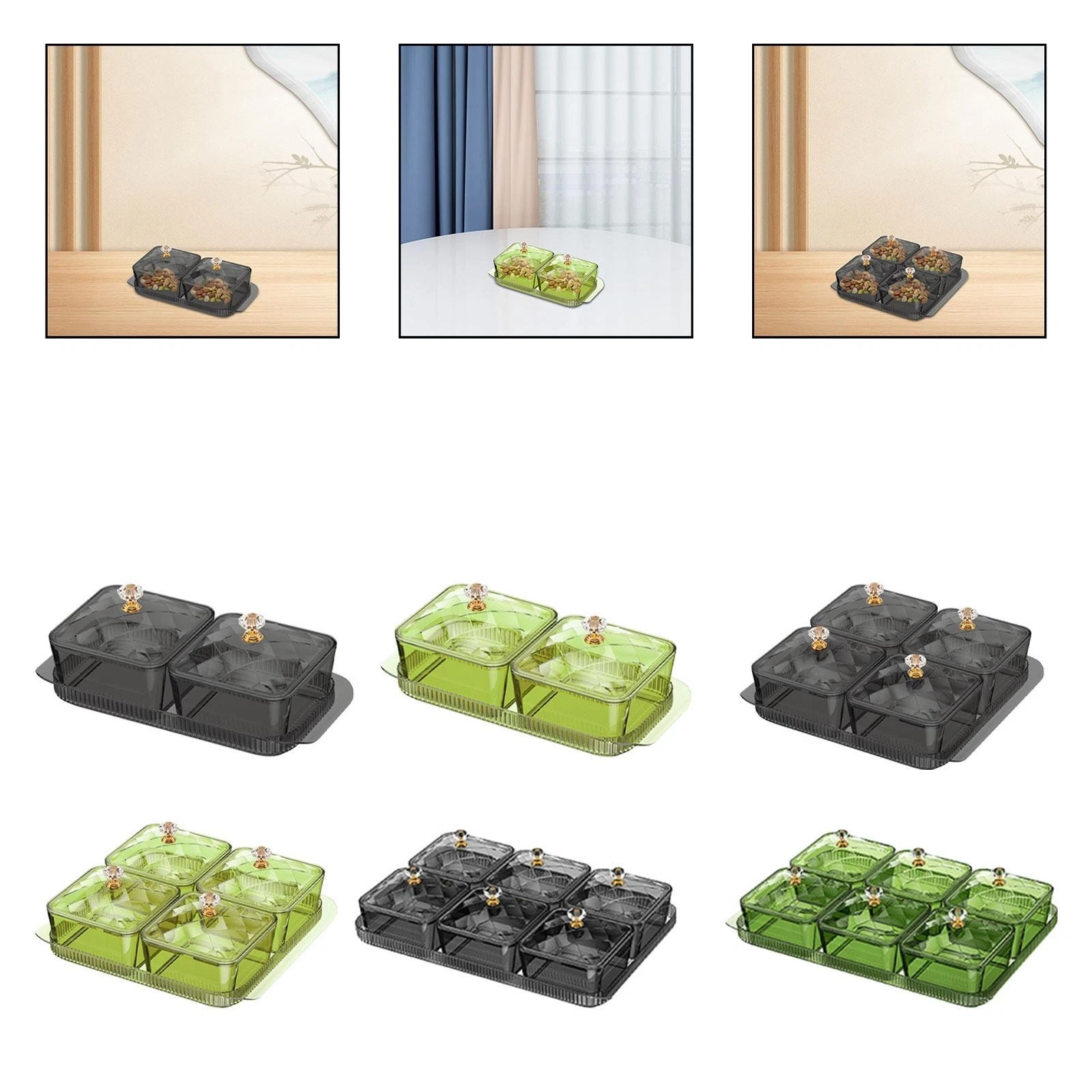 Dried Fruit Tray with Lids Divided Serving Dishes for Party Home Dining Room