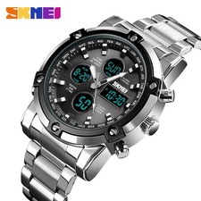 SKMEI Men Quartz Watch LED Digital Watch Dual Time Casual Business Male Watches