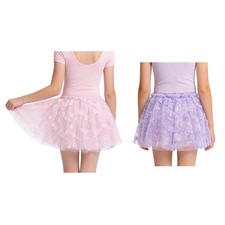 Girls Ballet Tango Skirts Stage Dancewear Party Glittery Contemporary 3d Flower